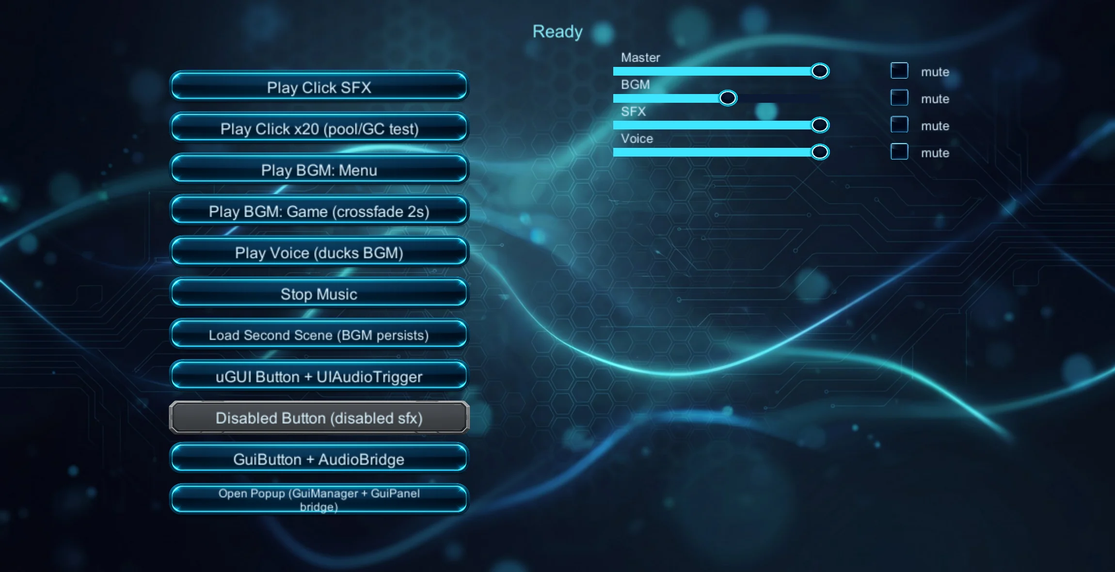 Audio demo main screen