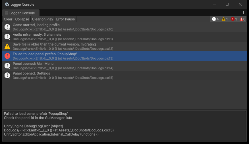 UMU > Development > Logger Console