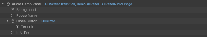 Audio Demo Panel popup prefab