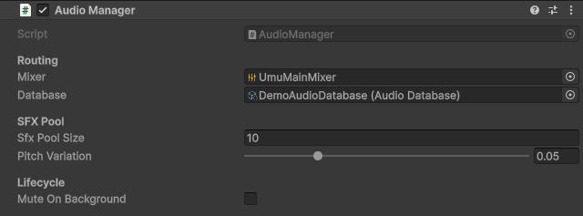 AudioManager component